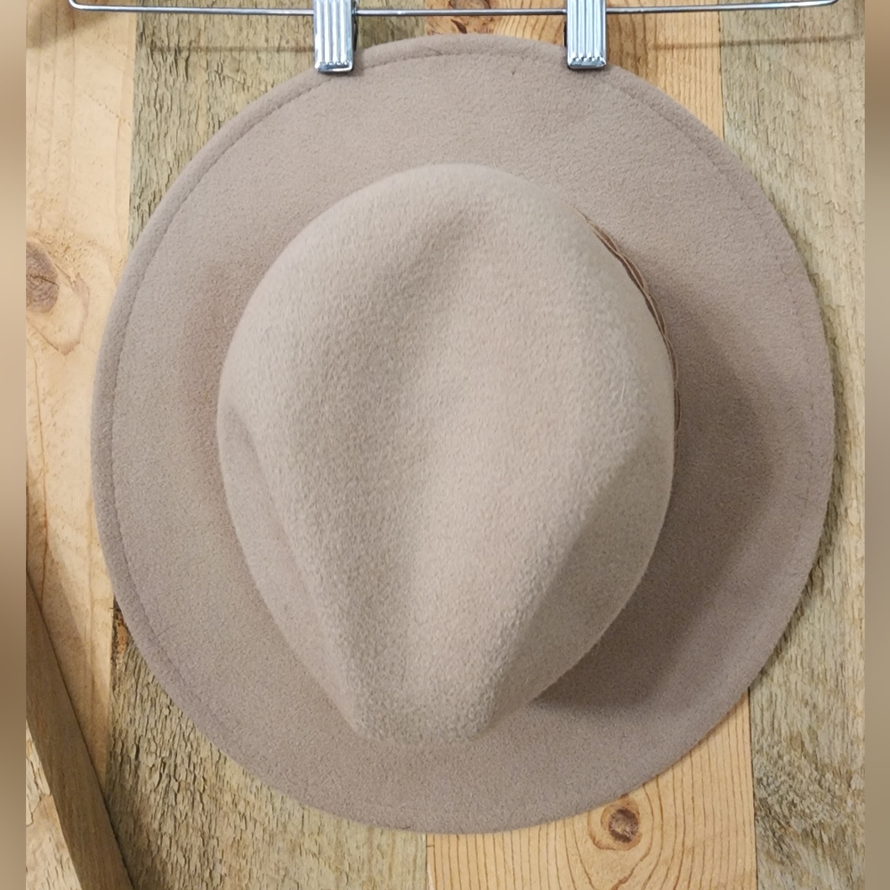 Tan colored fedora-like hat
